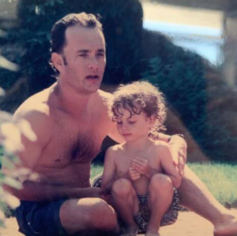 Michaiah Hanks father Chet Hanks as a kid with his superstar father Tom Hanks.